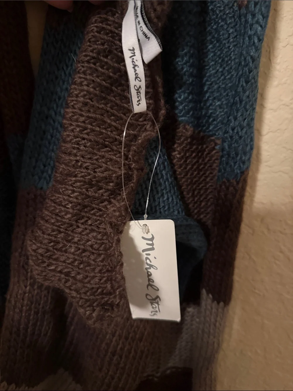 Michael Stars Desert Plateau Teal, Brown & Gray Striped Knit Scarf